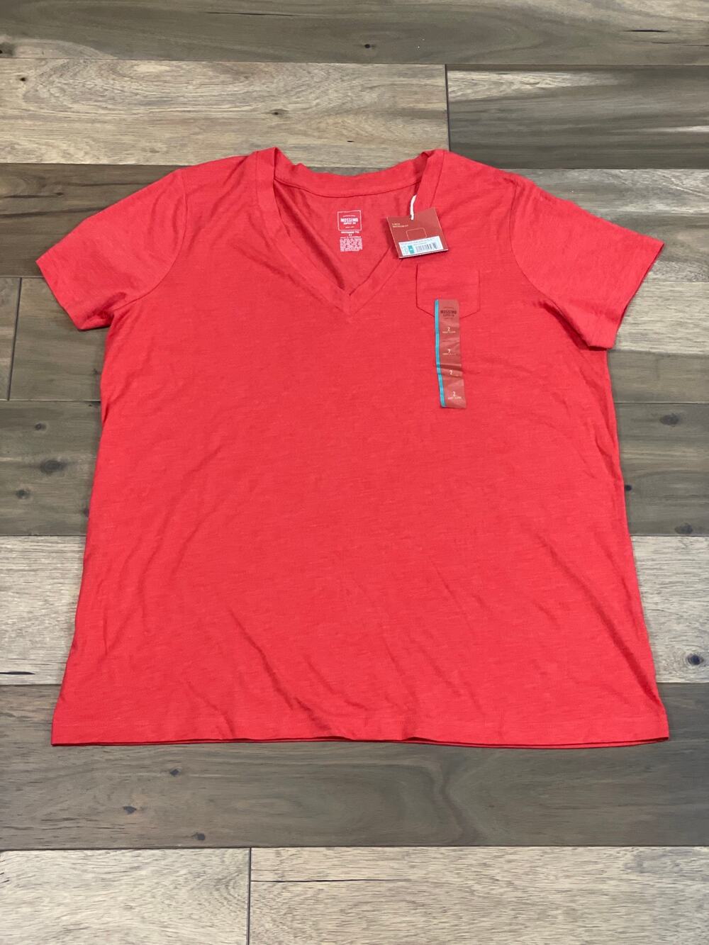 Massimo Boyfriend Tee Cherry Tomato V‑Neck Soft Knit Top Size 2X New With Tag